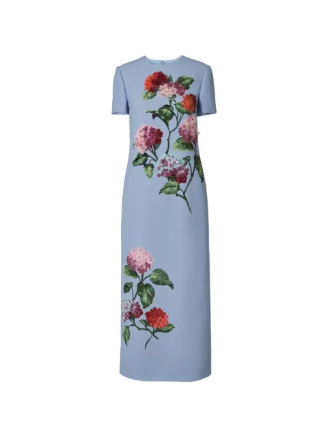 Carolina Herrera hydrangea-embroidered shift dress Blue P2611E531HCR