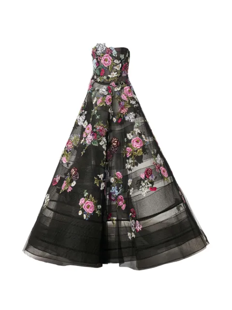 Carolina Herrera floral-embroidered maxi dress Black P2611E717NTU
