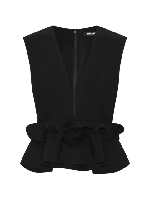 ROTATE BIRGER CHRISTENSEN V-neck flower top black Black 116652100