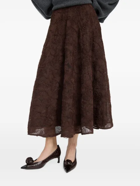 ROTATE BIRGER CHRISTENSEN floral-mesh Sun skirt Brown 1166701667
