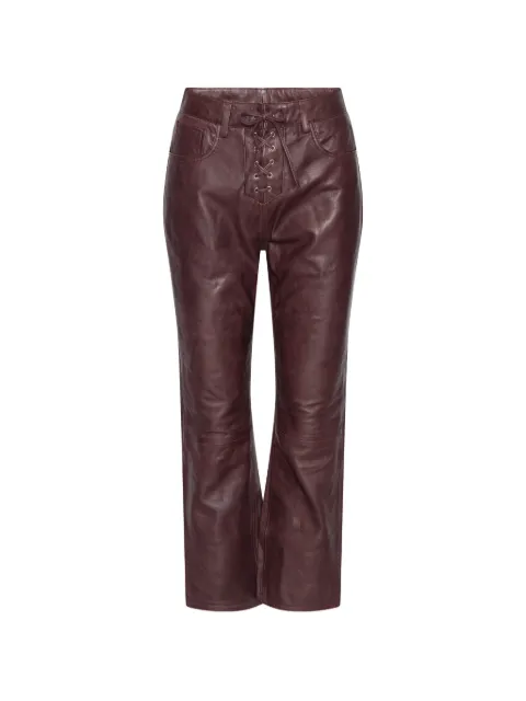 ROTATE BIRGER CHRISTENSEN flared leather Capri pants mahogany Red 116668757