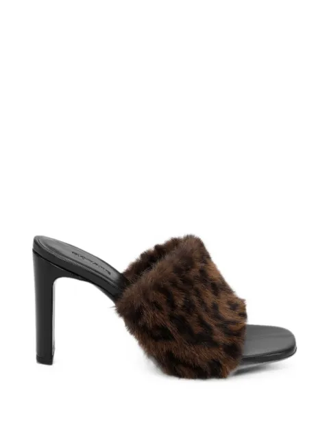 ROTATE BIRGER CHRISTENSEN leather mules faux-fur leo Brown 1170073114