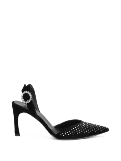 ROTATE BIRGER CHRISTENSEN slingback high rhinestone velvet mules Black 116935000