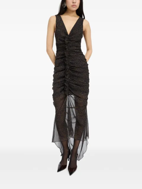 ROTATE BIRGER CHRISTENSEN ruched midi dress Brown 1165993088