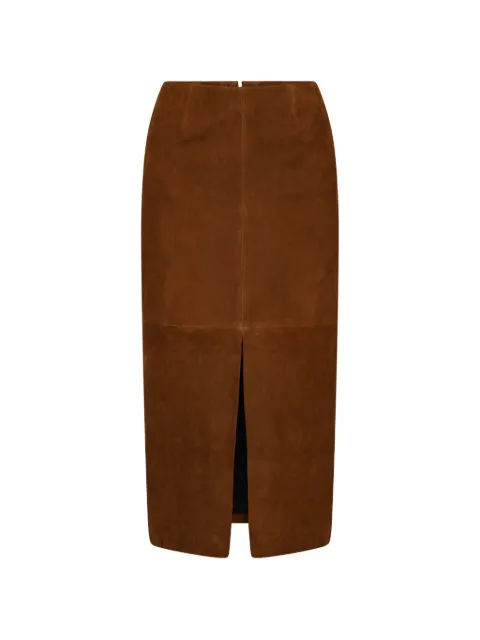ROTATE BIRGER CHRISTENSEN suede midi pencil skirt Brown 1165802523