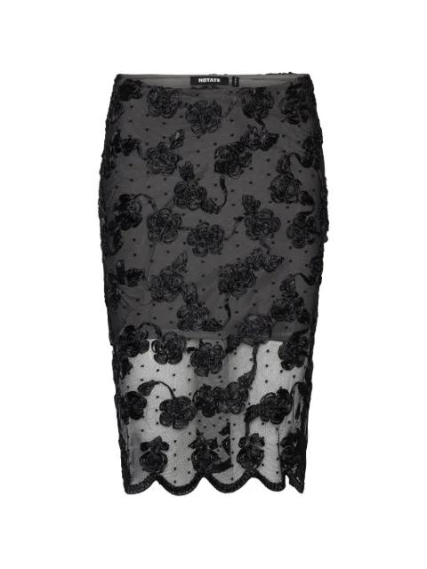 ROTATE BIRGER CHRISTENSEN flower mesh midi skirt black Black 116656100
