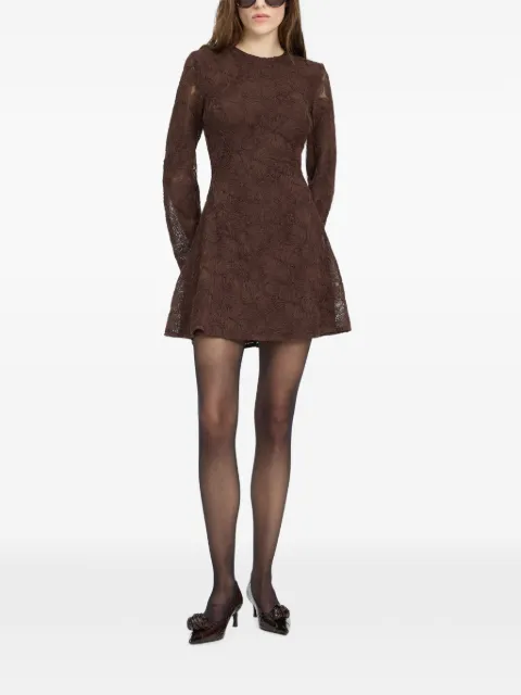 ROTATE BIRGER CHRISTENSEN flower mesh ls mini dress Brown 1166621667