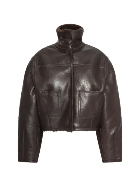 ROTATE BIRGER CHRISTENSEN bonded fur leather jacket dark brown Brown 1170031667