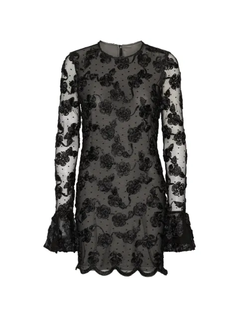 ROTATE BIRGER CHRISTENSEN flower mesh ls mini dress Black 116650100