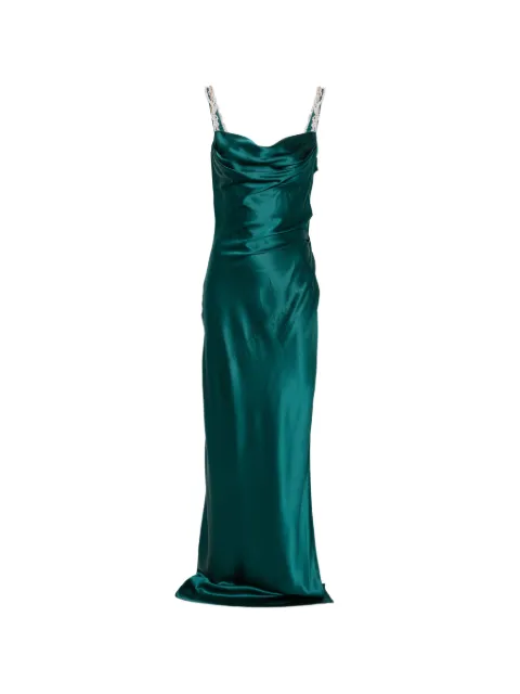 Balmain embroidered-strap cowl-neck maxi dress Green HF1RN455PD53