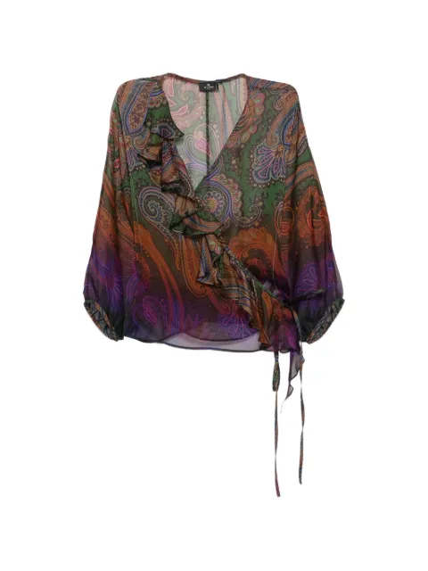 ETRO paisley-print ruffled blouse Green WRJA0196AK1COX0893