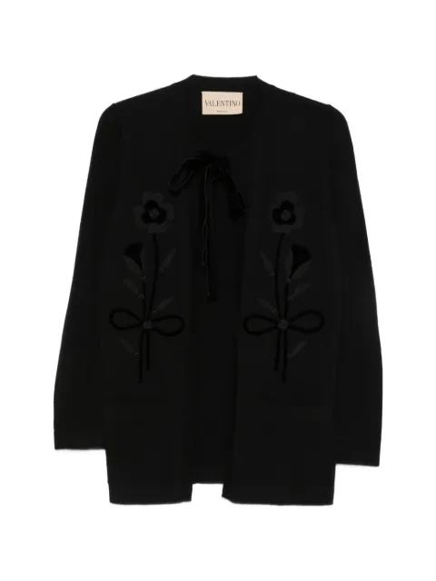 Valentino Garavani floral-applique bow-fastening cardigan Black BKA15XA9S