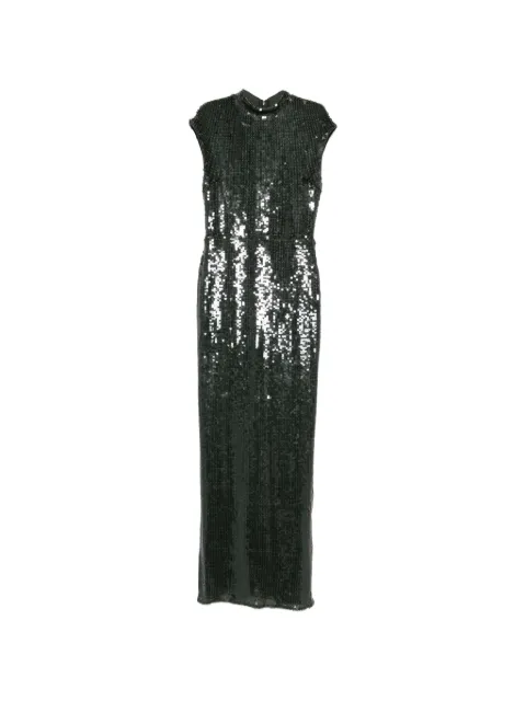 ROTATE BIRGER CHRISTENSEN sequin-embellished mock-neck maxi dress Green 116140265
