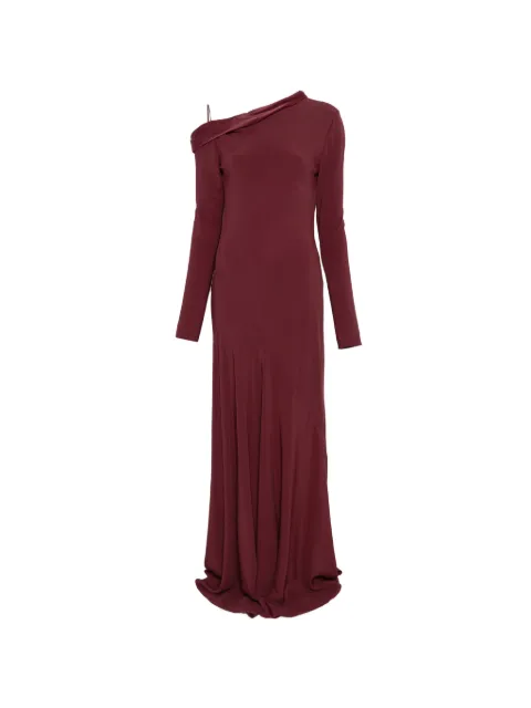 Alberta Ferretti aymmetric-neck long-sleeve maxi dress Red A04236627