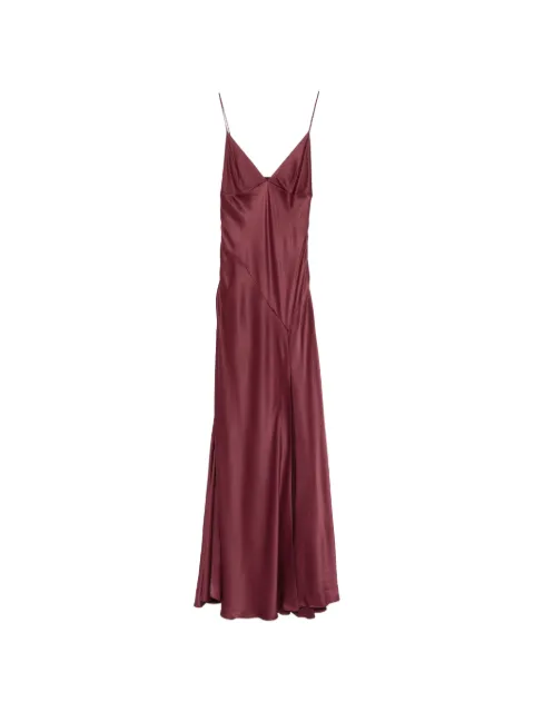 Alberta Ferretti side-slit V-neck maxi dress Red A04226627