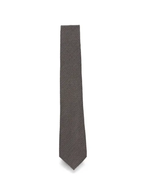 Canali geometric-pattern silk-blend tie Brown 18HJ04734