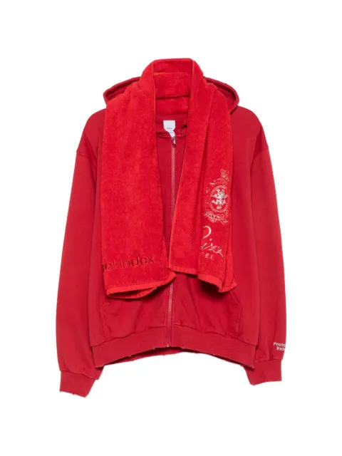 PROTOCOL INDEX Terry graphic-print zip-up sweatshirt Red P126RSM