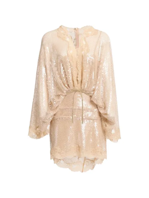 Elie Saab sequin-embellished mini dress Neutrals D1046NR26TUL03