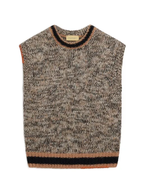 MOMONÌ Lett mouliné-knit tank top Neutrals 266MMOKN02126671MO