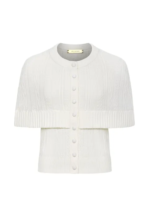 Hellessy Caspian cable-knit short-sleeve cardigan White HP26K31183