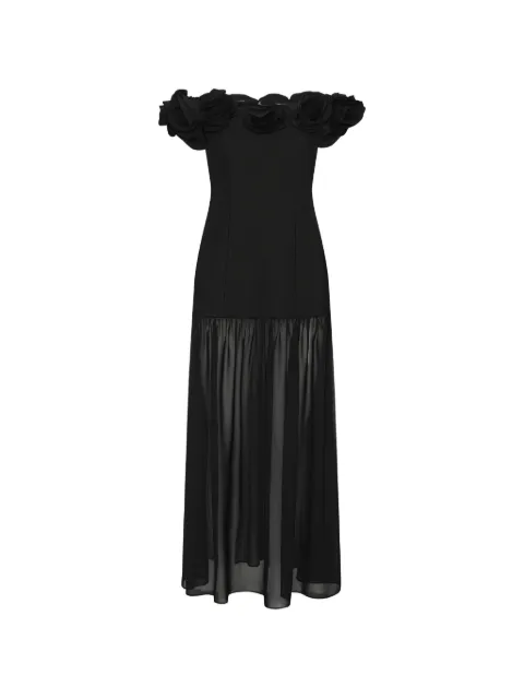 ROTATE BIRGER CHRISTENSEN floral-appliqué off-shoulder maxi dress Black 116994100