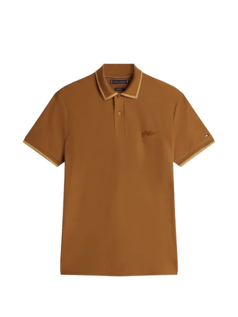 Tommy Hilfiger embroidered-logo cotton polo shirt Brown FMW0MW41607