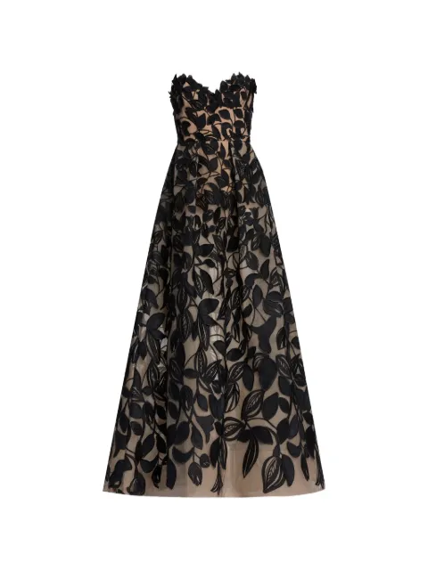 Elie Saab embroidered tulle evening dress Black D1088NR26YA061