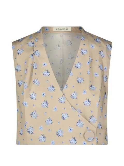 Lela Rose floral-print wrap top Neutrals PF262408