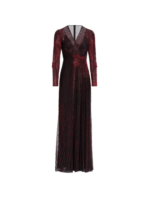 Elie Saab bead-embroidered wrap-style maxi dress Black D1032NR26BE064