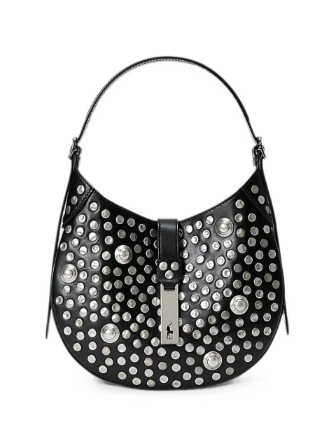 Polo Ralph Lauren small Polo ID studded leather shoulder bag Black 428P14807001