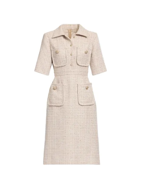 Elie Saab sequin-embellished tweed midi dress Neutrals D1043NR26TW008