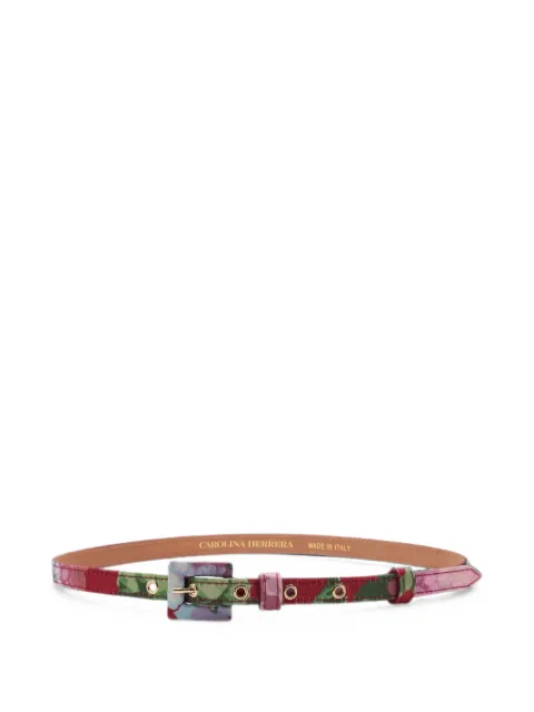 Carolina Herrera hydrangea-print skinny belt Red P2631N103HCO