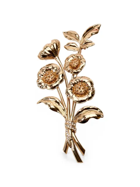 Carolina Herrera floral-motif crystal-embellished brooch Gold P2636N802MET
