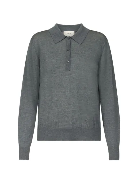LouLou de Saison fine-knit long-sleeve polo shirt Grey MILES