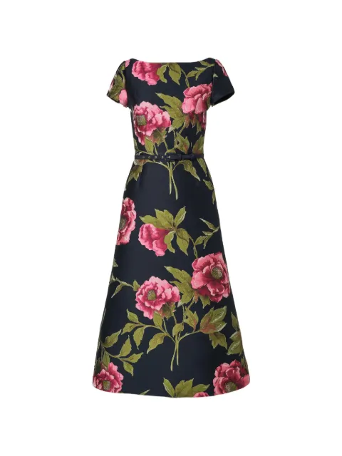 Carolina Herrera foral-pattern midi dress Blue P2611N542PJQ
