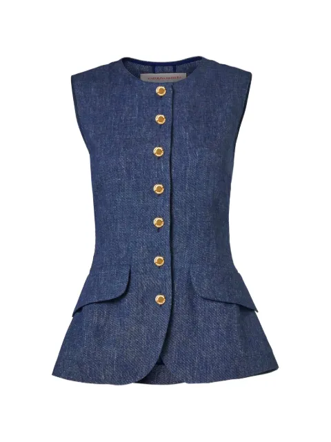 Carolina Herrera buttoned peplum top Blue P2611N202WOF