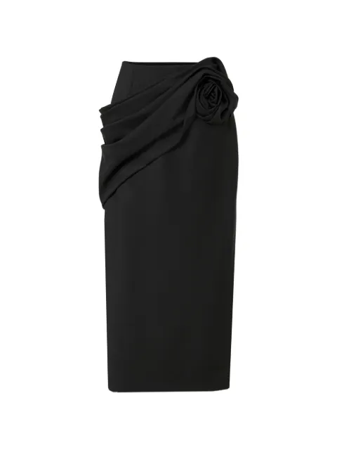 Carolina Herrera rosette-detail draped midi skirt Black P2611N318SWT