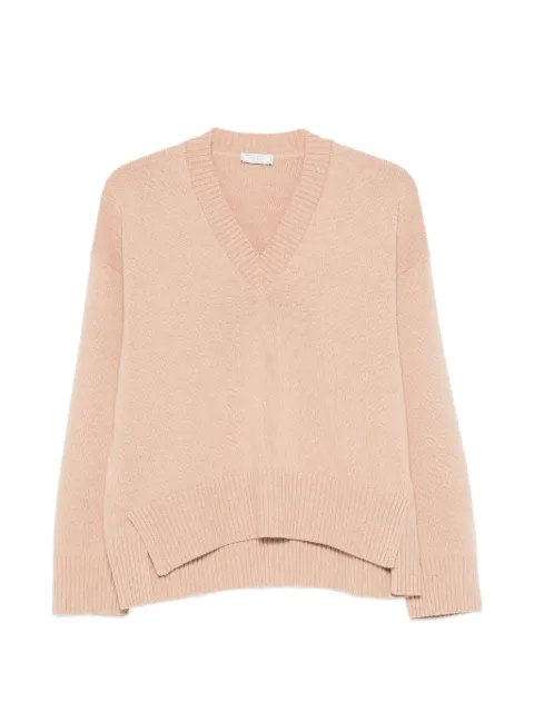 Peserico V-neck side-slit sweater Neutrals A99276F07K09283