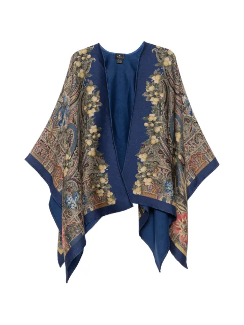 ETRO paisley-print cape jacket Blue WRBD0004AK1ATX0883