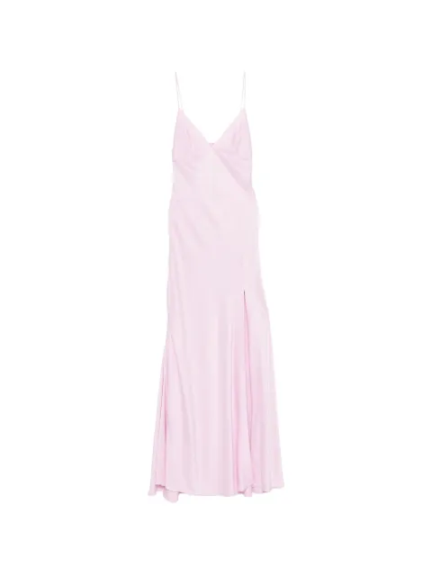 Alberta Ferretti satin-finish side-slit maxi dress Pink A04226627