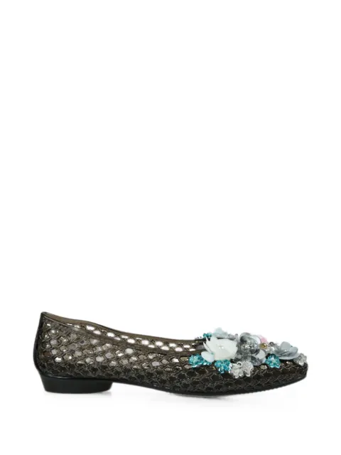 HEAVENLY JELLY Orchid floral-appliqué ballet flats White HJ26SSALST02