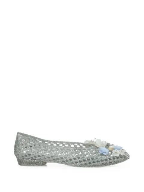 HEAVENLY JELLY Hibiscus mesh-effect ballet flats Silver HJ26SSALST07