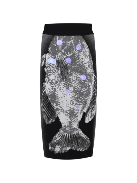 PH5 reflective fish-intarsia midi skirt Black RE26SK033RFV