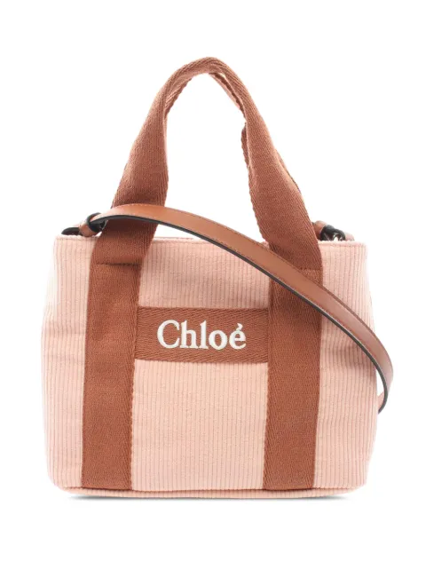 Chloé Pre-Owned 2016-2026 Corduroy Kids Logo satchel Pink PNA8I7OLSLGFT5IY