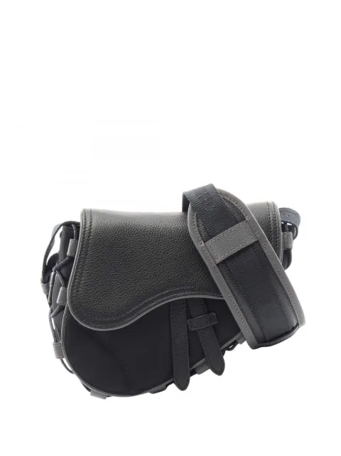 Christian Dior Pre-Owned 2000-2026 Sacai Mini Nylon and Leather Saddle crossbody bag Black 824V9HWUR9PDCO3G