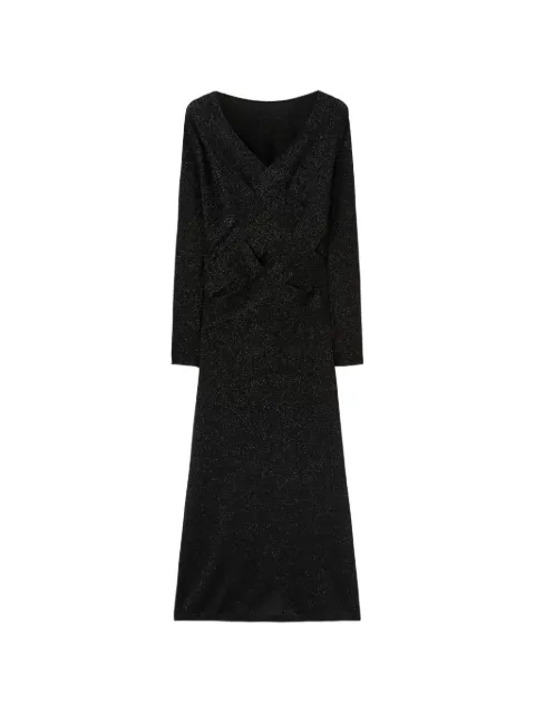 RETORI intertwined-pattern V-neck maxi dress Black 04WKNDR131VS03
