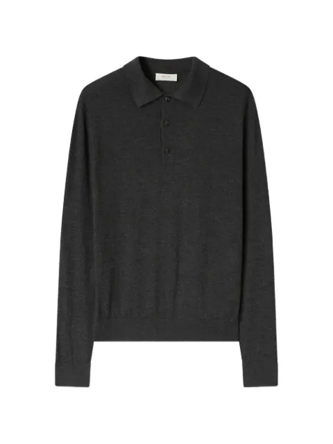 RETORI argyle-detail long-sleeve polo shirt Grey 02MKNTO134WR02