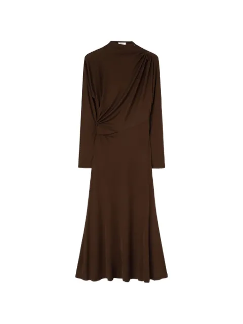 RETORI draped mock-neck maxi dress Brown 03WFADR017VU00