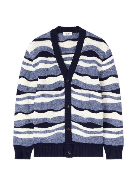 RETORI waves-jacquard knit cardigan Blue 03MKNTO145CS10