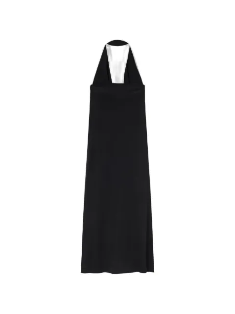RETORI draped bicolor maxi dress Black 04WFADR022SU07